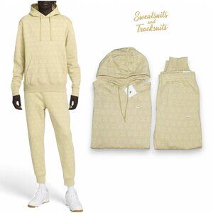 Nike Club Fleece Monogram Sweatsuit Mens Size L Matching 2 Piece Hoodie Joggers